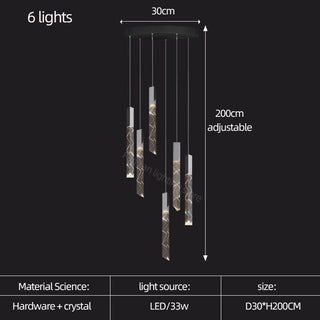 Staircase Crystal Tubes Chandelier Light – Elegant Interiors-Staircase Chandeliers