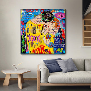 Street Graffiti The Kiss Art Reproduction Canvas Print-Wall Posters