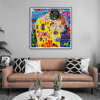 Street Graffiti The Kiss Art Reproduction Canvas Print-Wall Posters
