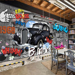 Street Racing Adventure 3D Graffiti Wallpaper-Kids Room Wallpaper