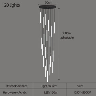 Strip Cylinders Chandelier - Sleek & Modern Lighting-Staircase Chandeliers