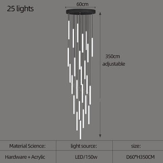 Strip Cylinders Chandelier - Sleek & Modern Lighting-Staircase Chandeliers