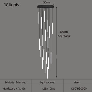 Strip Cylinders Chandelier - Sleek & Modern Lighting-Staircase Chandeliers