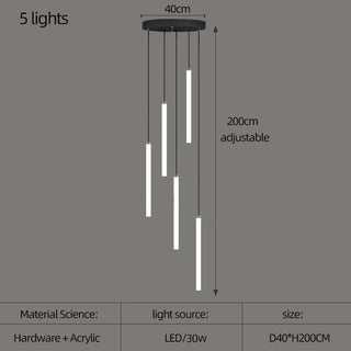 Strip Cylinders Chandelier - Sleek & Modern Lighting-Staircase Chandeliers