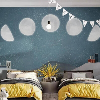 Sunrise to Sunset: Moon Timings Nursery Wallpaper-Kids Room Wallpaper