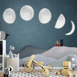 Sunrise to Sunset: Moon Timings Nursery Wallpaper-Kids Room Wallpaper