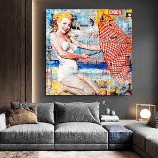 Surfing at Beach - Marilyn Monroe Wall Art-Marilyn Monroe Art