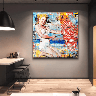 Surfing at Beach - Marilyn Monroe Wall Art-Marilyn Monroe Art