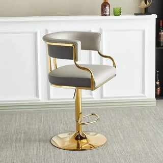 Swivel Leather Bar Stools Height Adjustable Kitchen Counter Stools-Bar Stools