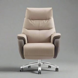 Swivel Recliner Office Chair with Footrest – Synthetic Leather-Office Chairs
