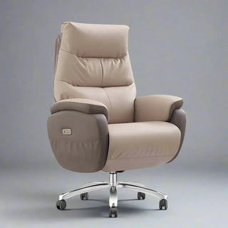 Swivel Recliner Office Chair with Footrest – Synthetic Leather-Office Chairs