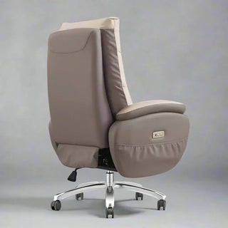 Swivel Recliner Office Chair with Footrest – Synthetic Leather-Office Chairs