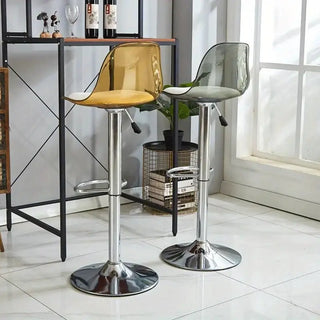 Transparent Acrylic Bar Chair – Adjustable Height &amp; 360° Swivel Elegance-Bar Stools