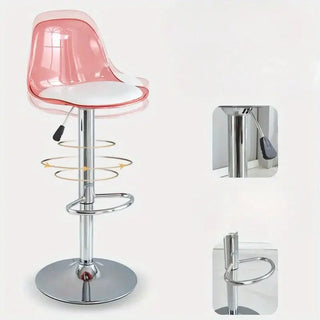 Transparent Acrylic Bar Chair – Adjustable Height &amp; 360° Swivel Elegance-Bar Stools