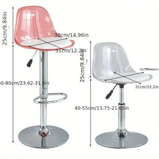 Transparent Acrylic Bar Chair – Adjustable Height &amp; 360° Swivel Elegance-Bar Stools