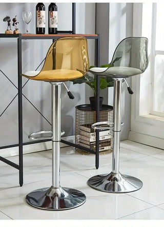 Transparent Acrylic Bar Chair – Adjustable Height &amp; 360° Swivel Elegance-Bar Stools