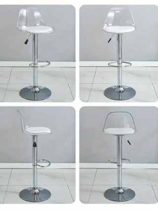 Transparent Acrylic Bar Chair – Adjustable Height &amp; 360° Swivel Elegance-Bar Stools