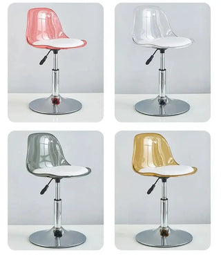 Transparent Acrylic Bar Chair – Adjustable Height &amp; 360° Swivel Elegance-Bar Stools
