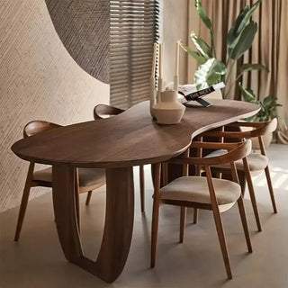 Trimmed Minimalistic Wood Irregular Luxury Dining Table – Natural Elegance-Dining Tables