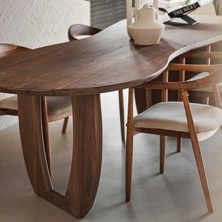 Trimmed Minimalistic Wood Irregular Luxury Dining Table – Natural Elegance-Dining Tables