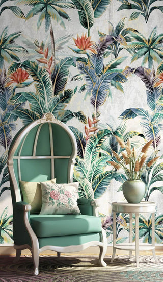 Tropical Green Trees Wallpaper Mural-Flower & Leaf Wallpaper