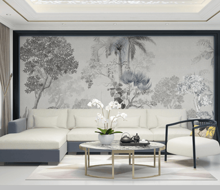 Tropical Sketch Theme: Tree Wallpaper Murals-Trees Wallpaper