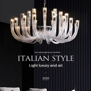 U Shaped Glass Italian Lustre Art Pendant Chandelier-Chandeliers