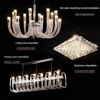 U Shaped Glass Italian Lustre Art Pendant Chandelier-Chandeliers
