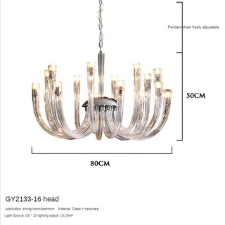 U Shaped Glass Italian Lustre Art Pendant Chandelier-Chandeliers