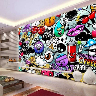 Urban Expression Graffiti Art Wall Wallpaper-Kids Room Wallpaper