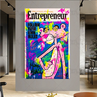 Vibrant Pink Panther Poster - Stylish Canvas-Pink Panther Art
