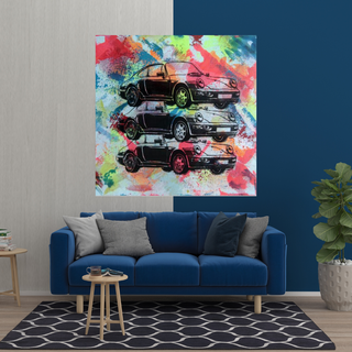 Vintage Cars Graffiti Canvas Wall Art-Wall Posters