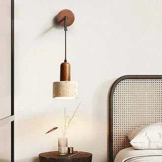 Wabi-Sabi Natural Stone Hanging Wall Light – Downward Iron-Wall Lights