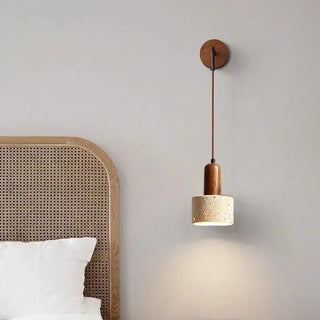 Wabi-Sabi Natural Stone Hanging Wall Light – Downward Iron-Wall Lights