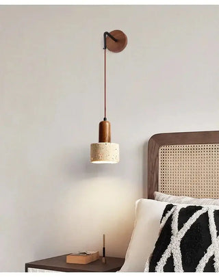 Wabi-Sabi Natural Stone Hanging Wall Light – Downward Iron-Wall Lights