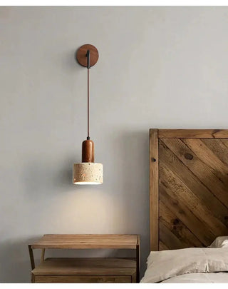 Wabi-Sabi Natural Stone Hanging Wall Light – Downward Iron-Wall Lights