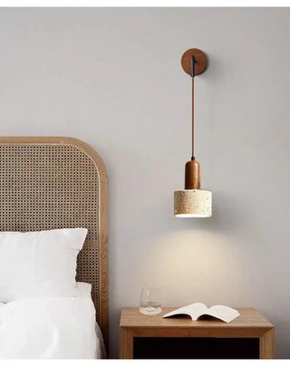 Wabi-Sabi Natural Stone Hanging Wall Light – Downward Iron-Wall Lights