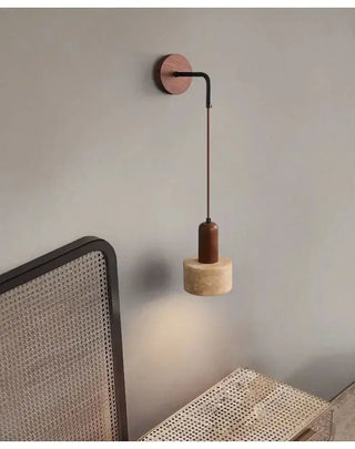 Wabi-Sabi Natural Stone Hanging Wall Light – Downward Iron-Wall Lights