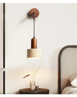 Wabi-Sabi Natural Stone Hanging Wall Light – Downward Iron-Wall Lights