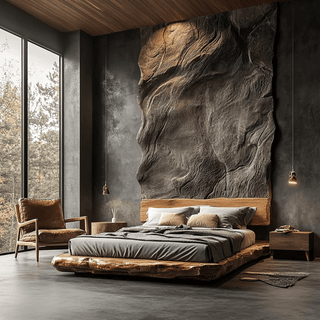 Wabi-Sabi Solid Camphor Wood Bed Frame – Handcrafted with Mortise & Tenon Joinery