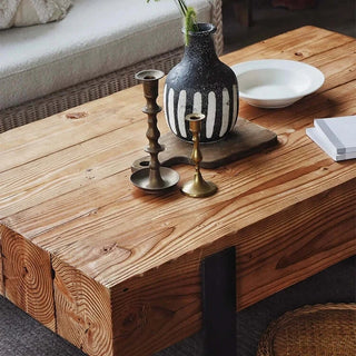 Wabi-Sabi Solid Wood Coffee Table – Minimalist Pine Design