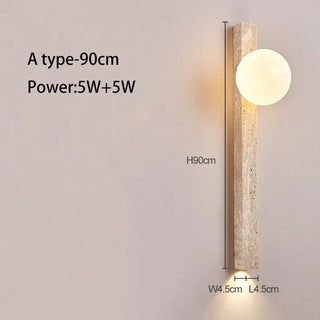 Wabi-sabi Style Yellow Cave Stone Long Wall Lamp Retro and Creative Staircase Corridor Entrance Lamp Bedroom Bedside Lamp-Wall Lights