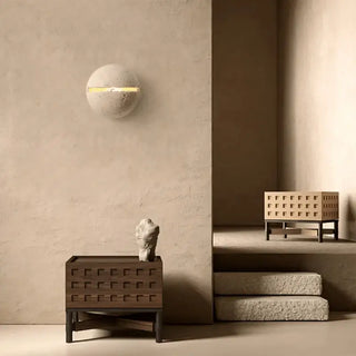 Wabi-Sabi Travertine LED Wall Light – Natural Stone Wall Sconce