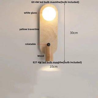 Wabi-Sabi Travertine LED Wall Light – Natural Stone Wall Sconce