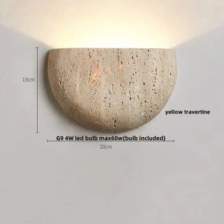 Wabi-Sabi Travertine LED Wall Light – Natural Stone Wall Sconce