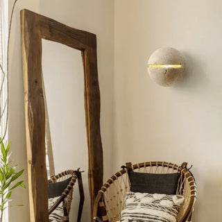 Wabi-Sabi Travertine LED Wall Light – Natural Stone Wall Sconce