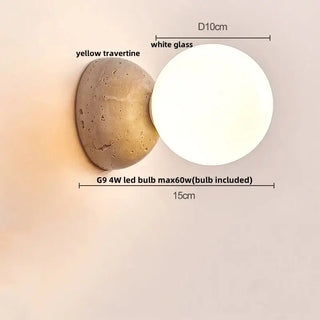 Wabi-Sabi Travertine LED Wall Light – Natural Stone Wall Sconce