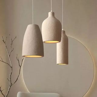 Wabi-Sabi Travertine Pendant Chandelier – E27 LED Cord Light in White &amp; Beige