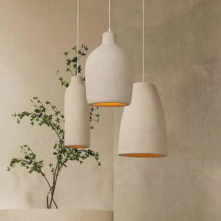 Wabi-Sabi Travertine Pendant Chandelier – E27 LED Cord Light in White &amp; Beige