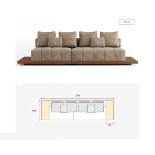 GraffitiWallArt-Wabi Sabi Walnut Cloud Floor Accent Sofa – Dark & Light Walnut Wood
